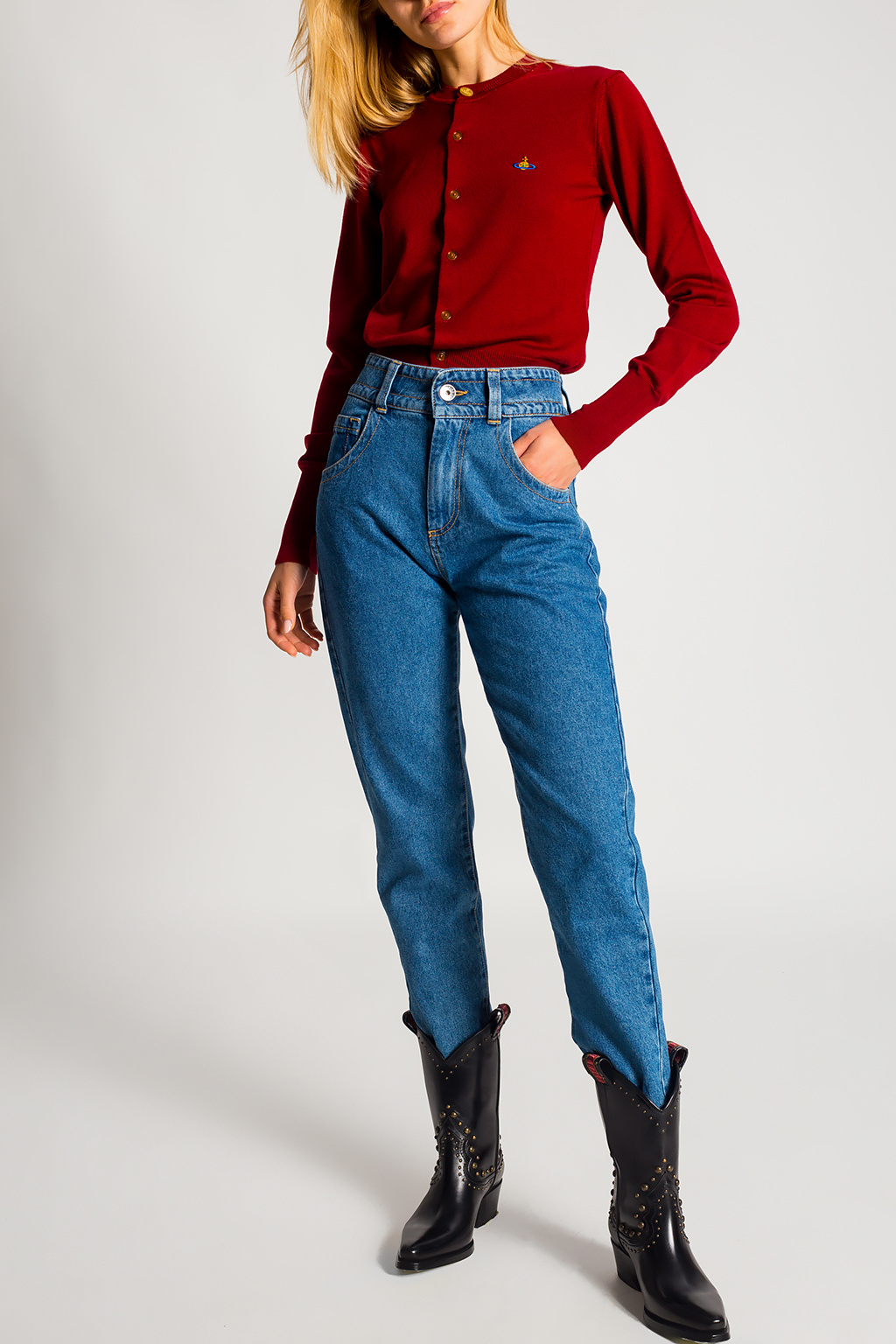 Burgundy Cardigan with logo Vivienne Westwood